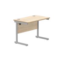 Office Rectangular Desk with Steel Single Upright Cantilever Frame  1000X600 Canadian Oak/Silver