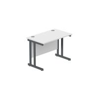 Office Rectangular Desk with Steel Single Upright Cantilever Frame  1000X600 Arctic White/Graphite