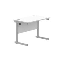 Office Rectangular Desk with Steel Single Upright Cantilever Frame  1000X600 Arctic White/Silver