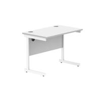 Office Rectangular Desk with Steel Single Upright Cantilever Frame  1000X600 Arctic White/White
