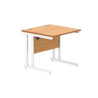 Office Rectangular Desk with Steel Double Upright Cantilever Frame  1000X800 Norwegian Beech/White