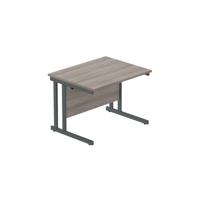 Office Rectangular Desk with Steel Double Upright Cantilever Frame  1000X800 Alaskan Grey Oak/Graphite