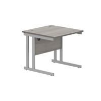Office Rectangular Desk with Steel Double Upright Cantilever Frame  1000X800 Alaskan Grey Oak/Silver