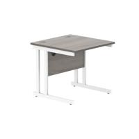 Office Rectangular Desk with Steel Double Upright Cantilever Frame  1000X800 Alaskan Grey Oak/White