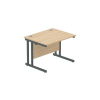 Office Rectangular Desk with Steel Double Upright Cantilever Frame  1000X800 Canadian Oak/Graphite