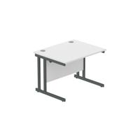Office Rectangular Desk with Steel Double Upright Cantilever Frame  1000X800 Arctic White/Graphite