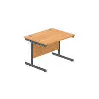 Office Rectangular Desk with Steel Single Upright Cantilever Frame  1000X800 Norwegian Beech/Graphite