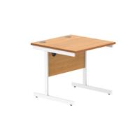 Office Rectangular Desk with Steel Single Upright Cantilever Frame  1000X800 Norwegian Beech/White