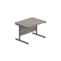 Office Rectangular Desk with Steel Single Upright Cantilever Frame  1000X800 Alaskan Grey Oak/Graphite