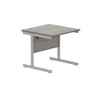 Office Rectangular Desk with Steel Single Upright Cantilever Frame  1000X800 Alaskan Grey Oak/Silver