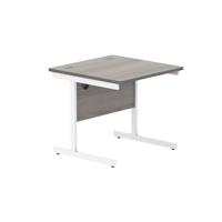 Office Rectangular Desk with Steel Single Upright Cantilever Frame  1000X800 Alaskan Grey Oak/White