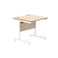 Office Rectangular Desk with Steel Single Upright Cantilever Frame  1000X800 Canadian Oak/White