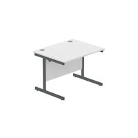 Office Rectangular Desk with Steel Single Upright Cantilever Frame  1000X800 Arctic White/Graphite