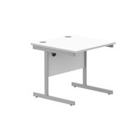 Office Rectangular Desk with Steel Single Upright Cantilever Frame  1000X800 Arctic White/Silver