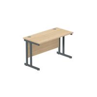 Office Rectangular Desk with Steel Double Upright Cantilever Frame (FSC) 1200X600 Canadian Oak/Graphite