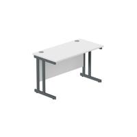 Office Rectangular Desk with Steel Double Upright Cantilever Frame (FSC) 1200X600 Arctic White/Graphite