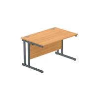 Office Rectangular Desk with Steel Double Upright Cantilever Frame  1200X800 Norwegian Beech/Graphite