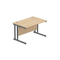 Office Rectangular Desk with Steel Double Upright Cantilever Frame  1200X800 Canadian Oak/Graphite