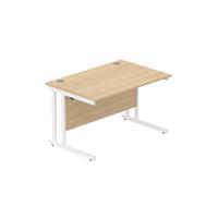 Office Rectangular Desk with Steel Double Upright Cantilever Frame  1200X800 Canadian Oak/White