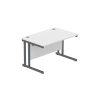 Office Rectangular Desk with Steel Double Upright Cantilever Frame  1200X800 Arctic White/Graphite