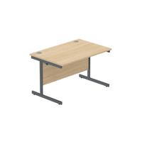 Office Rectangular Desk with Steel Single Upright Cantilever Frame  1200X800 Canadian Oak/Graphite