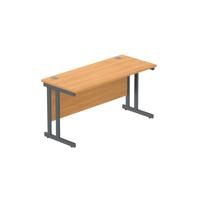 Office Rectangular Desk with Steel Double Upright Cantilever Frame (FSC) 1400X600 Norwegian Beech/Graphite