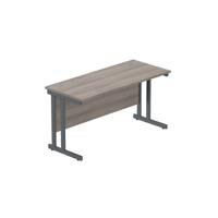 Office Rectangular Desk with Steel Double Upright Cantilever Frame (FSC) 1400X600 Alaskan Grey Oak/Graphite