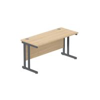 Office Rectangular Desk with Steel Double Upright Cantilever Frame (FSC) 1400X600 Canadian Oak/Graphite