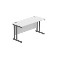 Office Rectangular Desk with Steel Double Upright Cantilever Frame (FSC) 1400X600 Arctic White/Graphite
