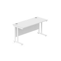 Office Rectangular Desk with Steel Double Upright Cantilever Frame (FSC) 1400X600 Arctic White/White