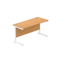 Office Rectangular Desk with Steel Single Upright Cantilever Frame (FSC) 1400X600 Norwegian Beech/White