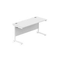 Office Rectangular Desk with Steel Single Upright Cantilever Frame (FSC) 1400X600 Arctic White/White
