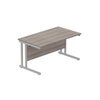 Office Rectangular Desk with Steel Double Upright Cantilever Frame (FSC) 1400X800 Alaskan Grey Oak/Silver