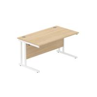 Office Rectangular Desk with Steel Double Upright Cantilever Frame (FSC) 1400X800 Canadian Oak/White