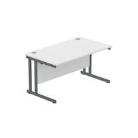 Office Rectangular Desk with Steel Double Upright Cantilever Frame  1400X800 Arctic White/Graphite