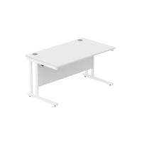 Office Rectangular Desk with Steel Double Upright Cantilever Frame (FSC) 1400X800 Arctic White/White