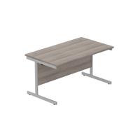 Office Rectangular Desk with Steel Single Upright Cantilever Frame (FSC) 1400X800 Alaskan Grey Oak/Silver