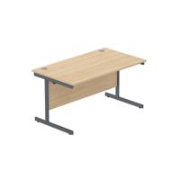 Office Rectangular Desk with Steel Single Upright Cantilever Frame (FSC) 1400X800 Canadian Oak/Graphite