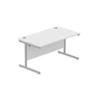 Office Rectangular Desk with Steel Single Upright Cantilever Frame (FSC) 1400X800 Arctic White/Silver