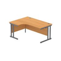 Office Left Hand Corner Desk with Steel Double Upright Cantilever Frame (FSC) 1600X1200 Norwegian Beech/Graphite