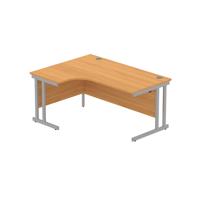 Office Left Hand Corner Desk with Steel Double Upright Cantilever Frame (FSC) 1600X1200 Norwegian Beech/Silver