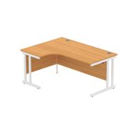 Office Left Hand Corner Desk with Steel Double Upright Cantilever Frame (FSC) 1600X1200 Norwegian Beech/White