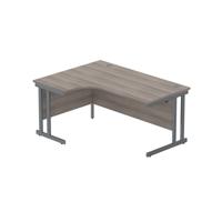 Office Left Hand Corner Desk with Steel Double Upright Cantilever Frame (FSC) 1600X1200 Alaskan Grey Oak/Graphite