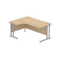 Office Left Hand Corner Desk with Steel Double Upright Cantilever Frame (FSC) 1600X1200 Canadian Oak/Silver