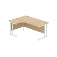 Office Left Hand Corner Desk with Steel Double Upright Cantilever Frame (FSC) 1600X1200 Canadian Oak/White