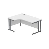 Office Left Hand Corner Desk with Steel Double Upright Cantilever Frame  1600X1200 Arctic White/Graphite