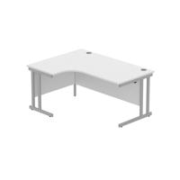 Office Left Hand Corner Desk with Steel Double Upright Cantilever Frame  1600X1200 Arctic White/Silver