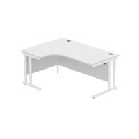 Office Left Hand Corner Desk with Steel Double Upright Cantilever Frame  1600X1200 Arctic White/White