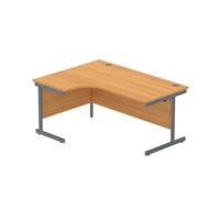 Office Left Hand Corner Desk with Steel Single Upright Cantilever Frame  1600X1200 Norwegian Beech/Graphite
