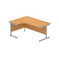Office Left Hand Corner Desk with Steel Single Upright Cantilever Frame  1600X1200 Norwegian Beech/Silver